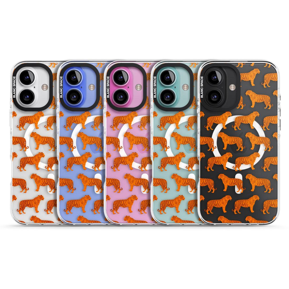 iPhone 16 Pro Max Tigers on Clear Pattern Black Impact Phone Case