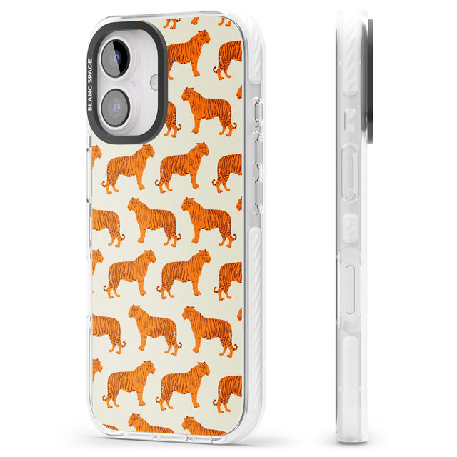 iPhone 16 Pro Max Trendy Tiger Patterns Tigers On Khaki Black Impact Phone Case