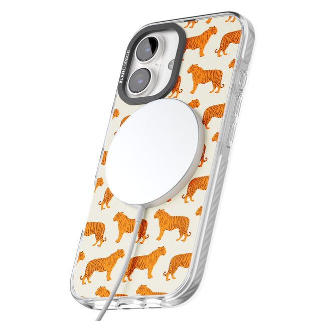 iPhone 16 Pro Max Trendy Tiger Patterns Tigers On Khaki Black Impact Phone Case