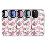 iPhone 16 Pro Max White Tigers on Pink Pattern Black Impact Phone Case