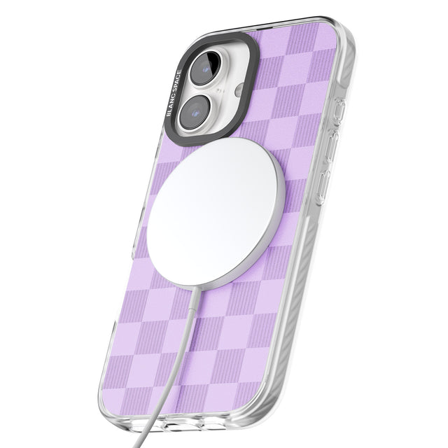 iPhone 16 Pro Max LILAC CHECKERED Black Impact Phone Case + Magsafe