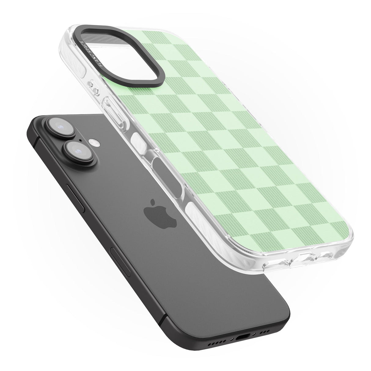 iPhone 16 Pro Max SEAFOAM CHECKERED Black Impact Phone Case + Magsafe