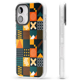 iPhone 16 Pro Max Funky Geometric Patterns: Orange & Dark Green Black Impact Phone Case