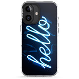 iPhone 16 Pro Max "Hello" Blue Cursive Neon Sign Black Impact Phone Case