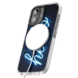 iPhone 16 Pro Max "Hello" Blue Cursive Neon Sign Black Impact Phone Case