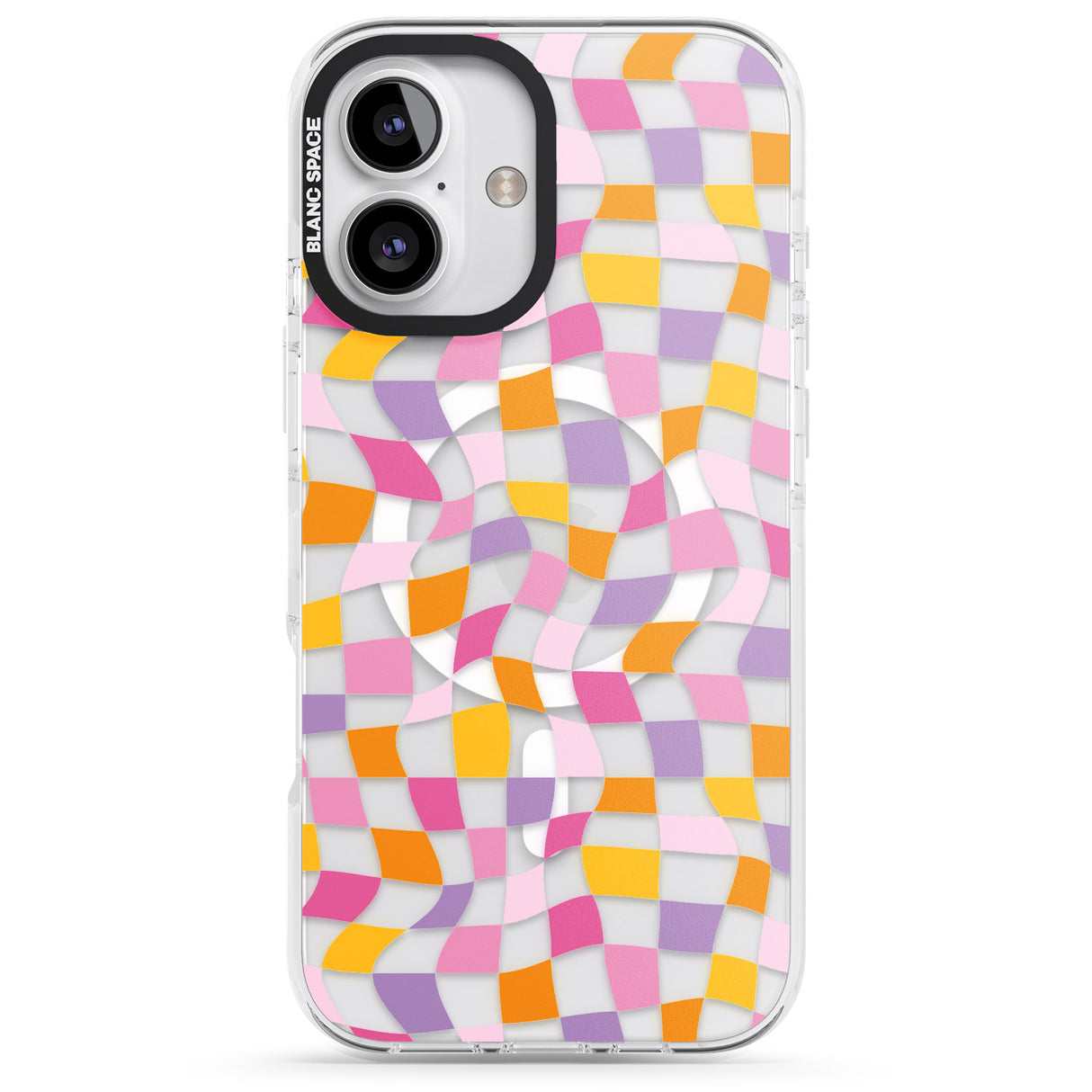 iPhone 16 Pro Max Wonky Squares Pattern Black Impact Phone Case