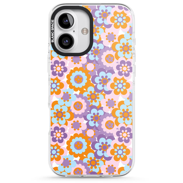 iPhone 16 Pro Max Flower Power Pattern Black Impact Phone Case