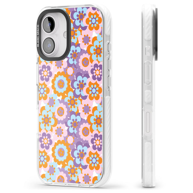 iPhone 16 Pro Max Flower Power Pattern Black Impact Phone Case