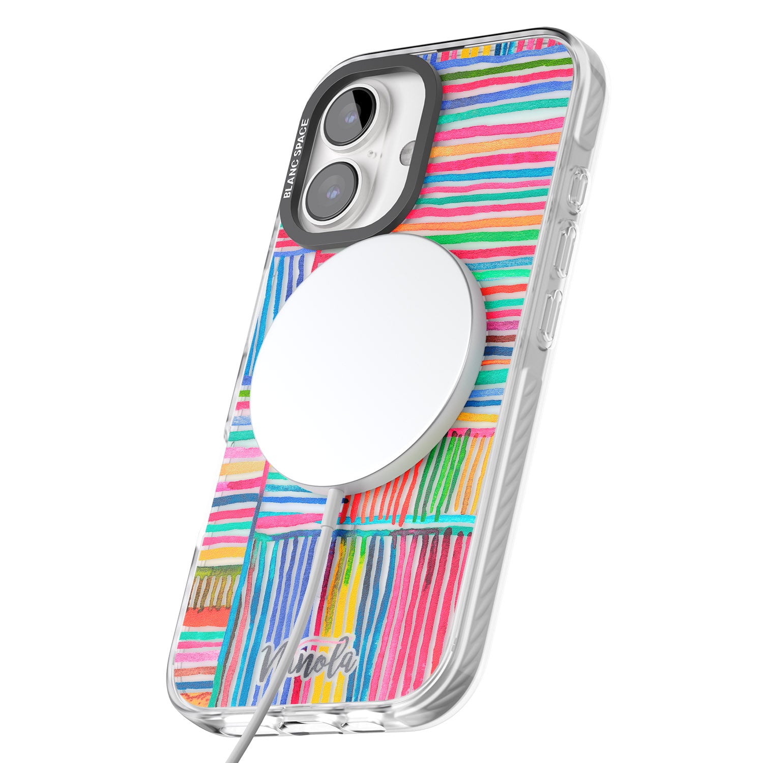 iPhone 16 Pro Max Watercolor Relaxing Lines Black Impact Phone Case