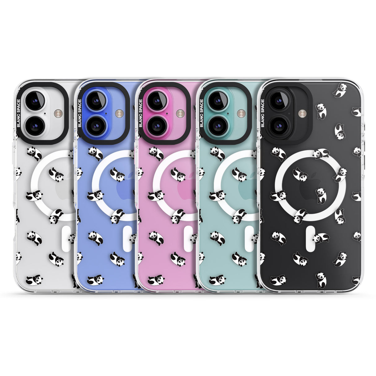 iPhone 16 Pro Max Tiny Panda Pattern Black Impact Phone Case