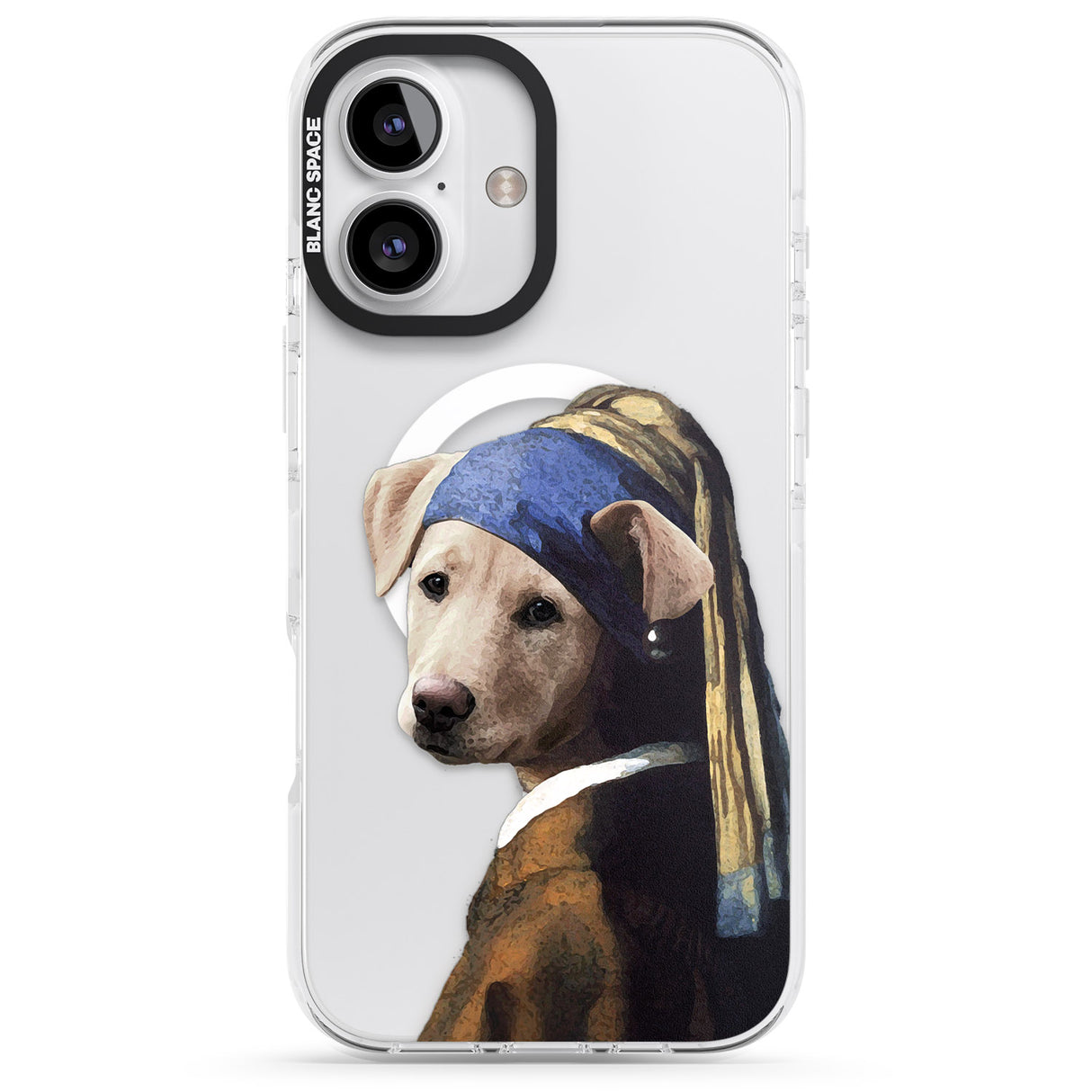 iPhone 16 Pro Max Doggo with a Pearl Earring Black Impact Phone Case