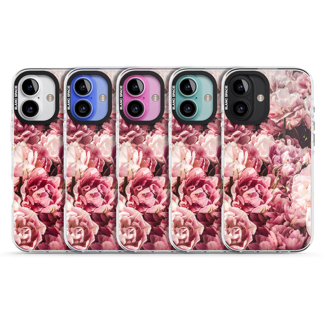 iPhone 16 Pro Max Pink Peonies Black Impact Phone Case