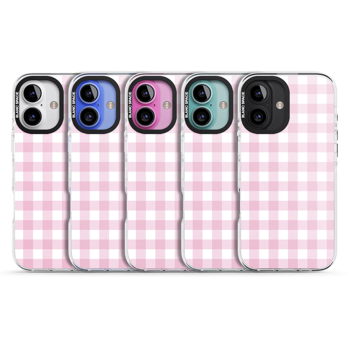 iPhone 16 Pro Max Pink Gingham Pattern Black Impact Phone Case