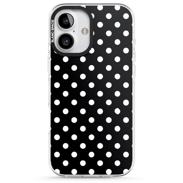 iPhone 16 Pro Max Designer Chic Black Polka Dot Black Impact Phone Case