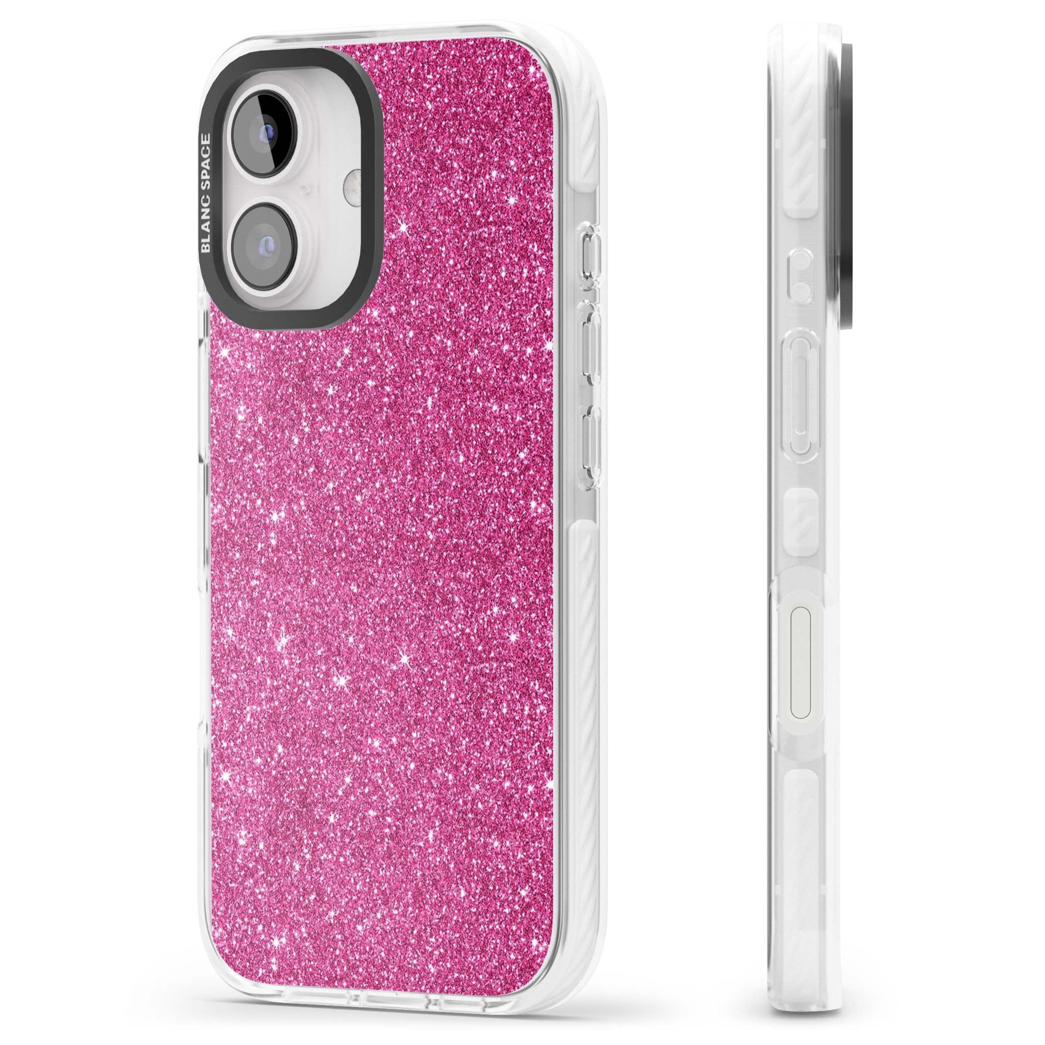 Pink Glitter Y2K iPhone case featuring hot pink glitter wallpaper with sparkle shimmer effect | Impact Magsafe case for iPhone 16, iPhone 16 Plus