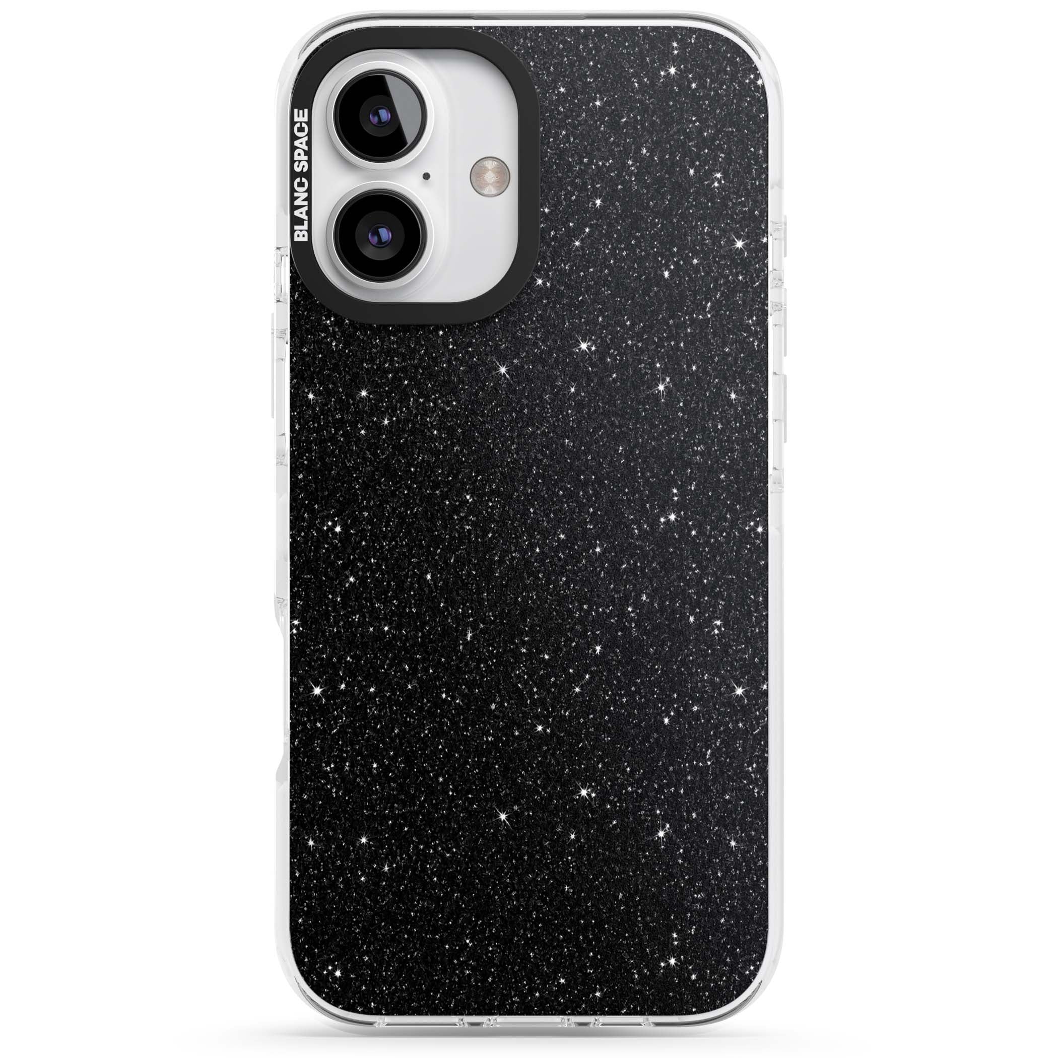 Black Glitter black glitter iPhone case featuring an all-over sparkly shimmer pattern on a jet black base | Impact Magsafe case for iPhone 16, iPhone 16 Plus