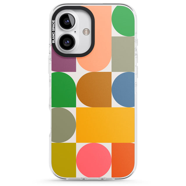 iPhone 16 Pro Max Abstract Retro Shapes: Rainbow Mix Black Impact Phone Case