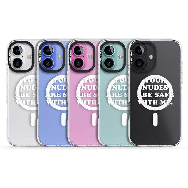 iPhone 16 Pro Max Your nudes are safe with me... WHITE Black Impact Phone Case