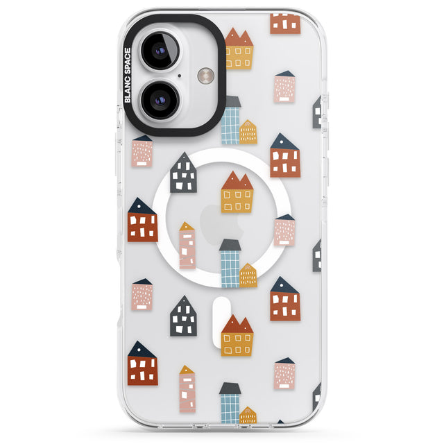 iPhone 16 Pro Max Cute Scandinavian Buildings Black Impact Phone Case