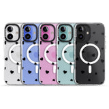 iPhone 16 Pro Max Black Hearts Pattern Black Impact Phone Case