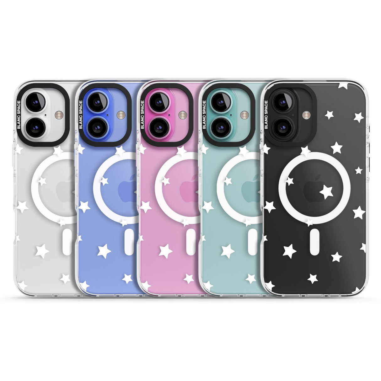 iPhone 16 Pro Max White Stars Pattern Black Impact Phone Case