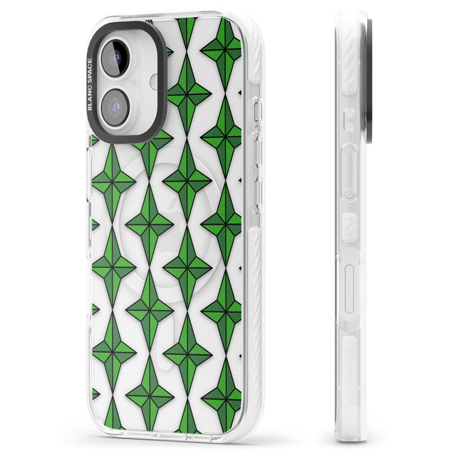 iPhone 16 Pro Max Emerald Stars Pattern (Clear) Black Impact Phone Case