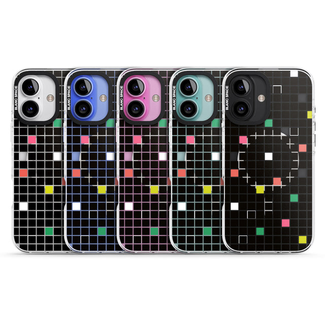 iPhone 16 Pro Max Vibrant Black Geometric Grid Black Impact Phone Case