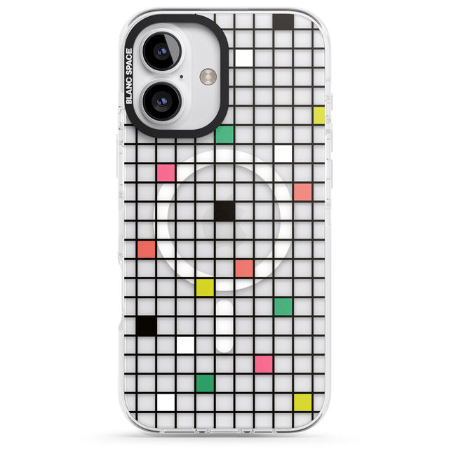 iPhone 16 Pro Max Vibrant Clear Geometric Grid Black Impact Phone Case