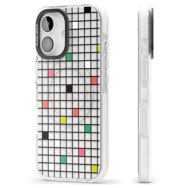 iPhone 16 Pro Max Vibrant Clear Geometric Grid Black Impact Phone Case