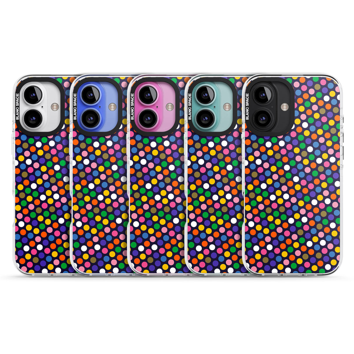 iPhone 16 Pro Max Multicolour Polka-dot Fiesta (Purple) Black Impact Phone Case