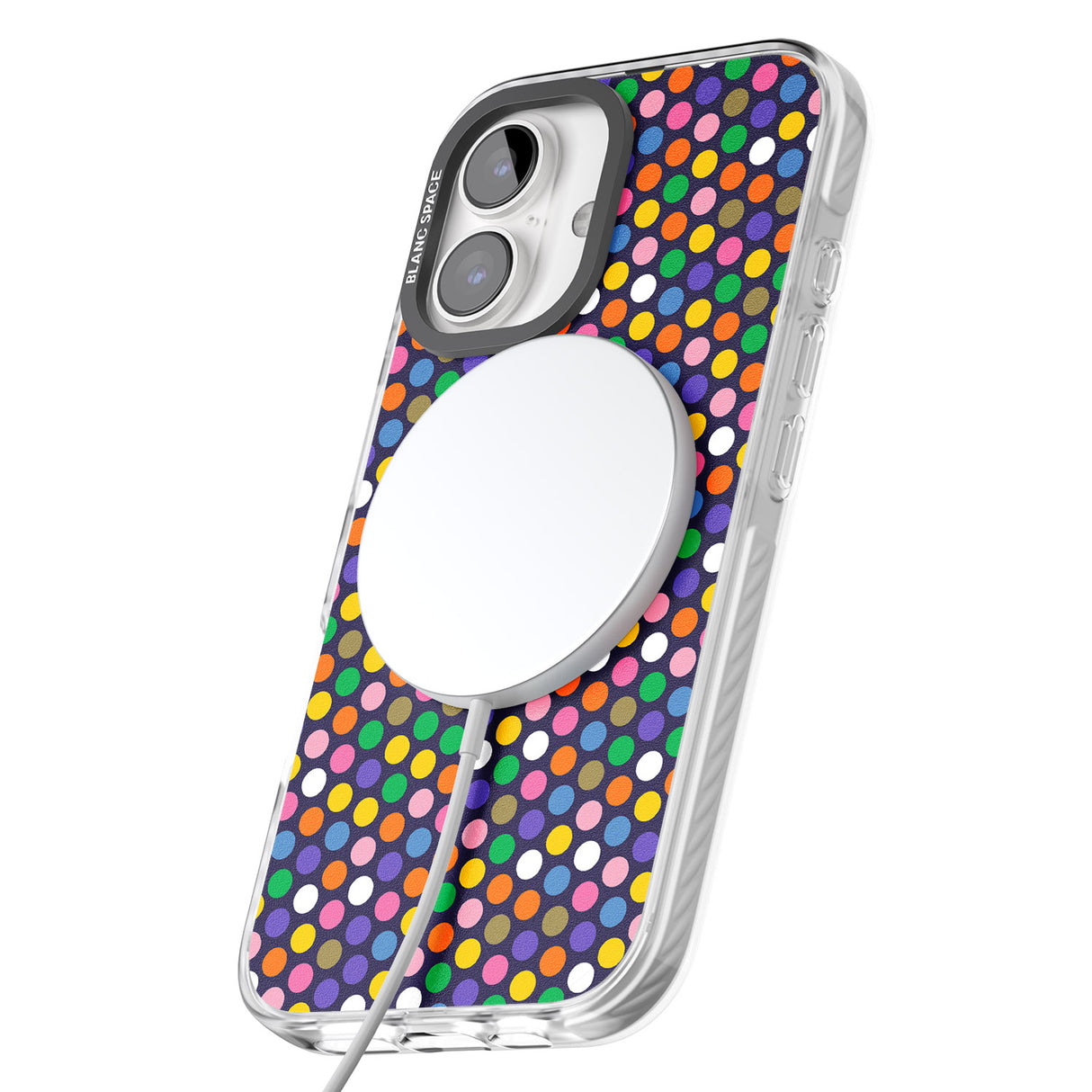 iPhone 16 Pro Max Multicolour Polka-dot Fiesta (Purple) Black Impact Phone Case