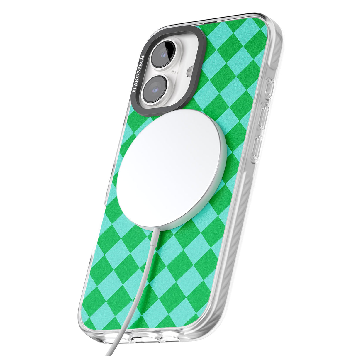 iPhone 16 Pro Max Retro Green Diamond Plaid Black Impact Phone Case