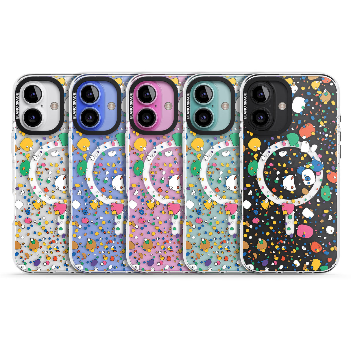 iPhone 16 Pro Max Colourful Confetti Pebbles Black Impact Phone Case