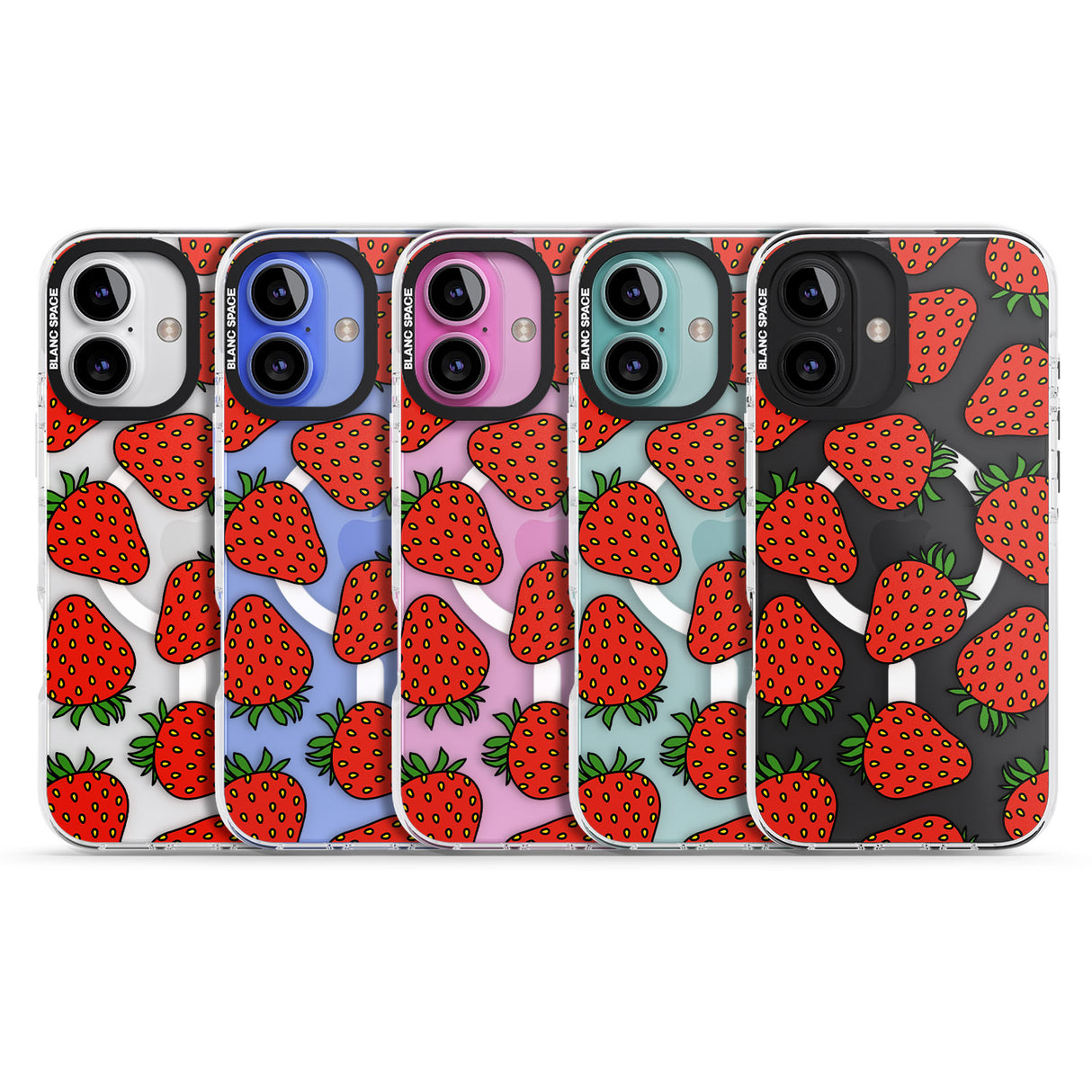 iPhone 16 Pro Max Strawberry Pattern Black Impact Phone Case