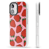 iPhone 16 Pro Max Strawberry Pattern (Pink) Black Impact Phone Case