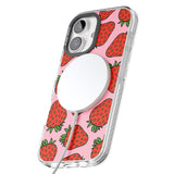 iPhone 16 Pro Max Strawberry Pattern (Pink) Black Impact Phone Case