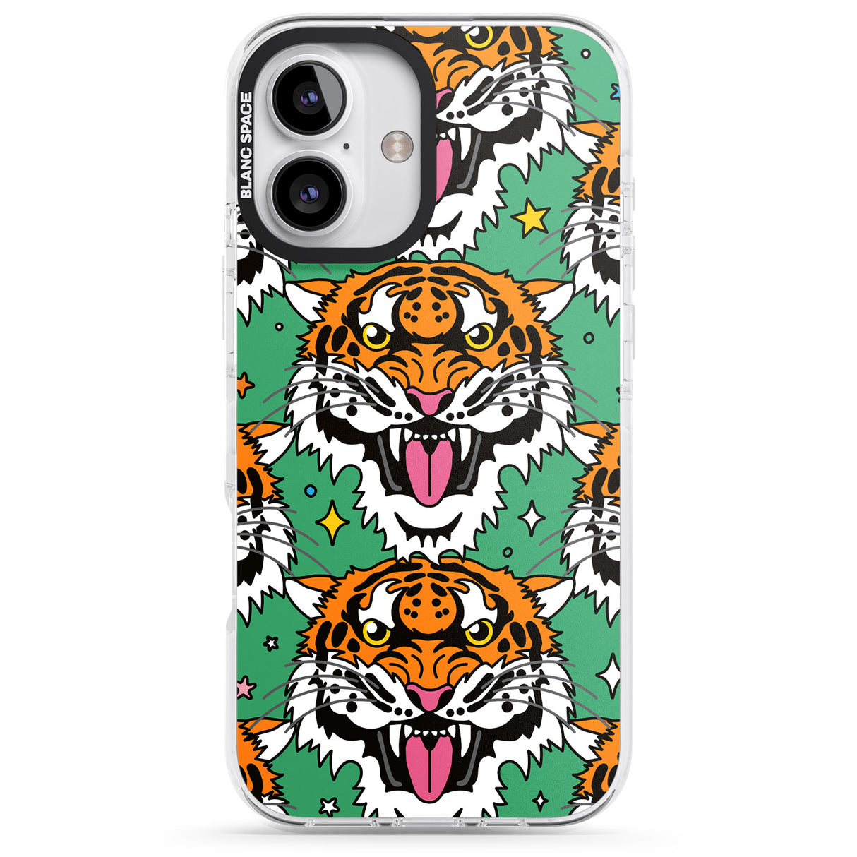 iPhone 16 Pro Max Fierce Jungle Tigers (Green) Black Impact Phone Case