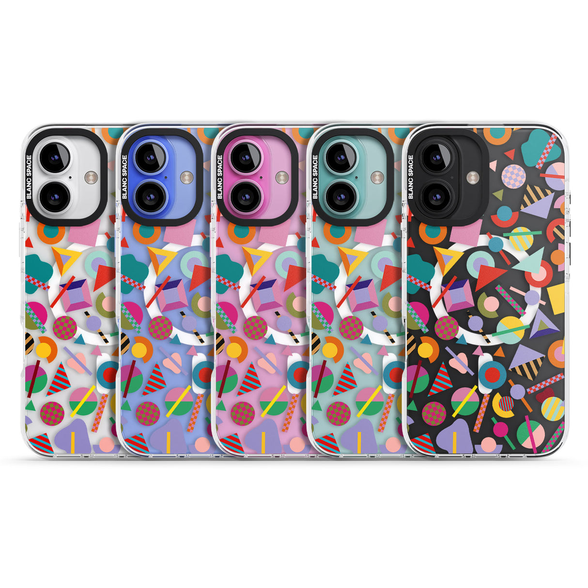 iPhone 16 Pro Max Retro Carnival Shapes Black Impact Phone Case