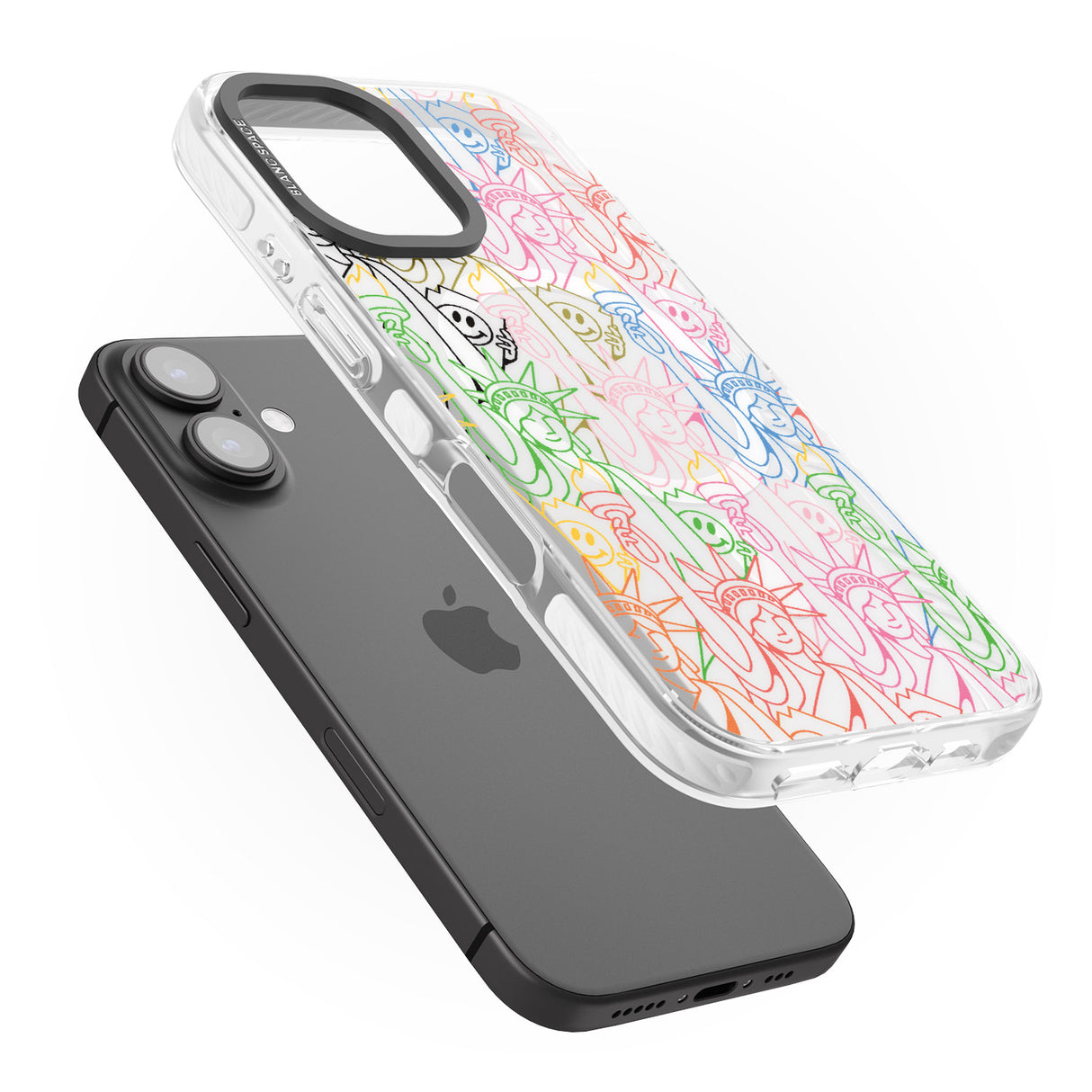 iPhone 16 Pro Max Multicolour Liberty Line Pattern Black Impact Phone Case