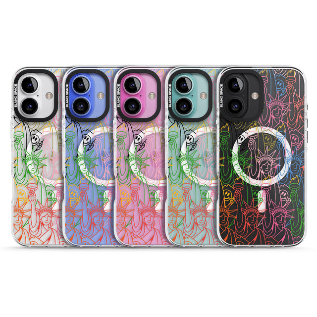 iPhone 16 Pro Max Multicolour Liberty Line Pattern Black Impact Phone Case