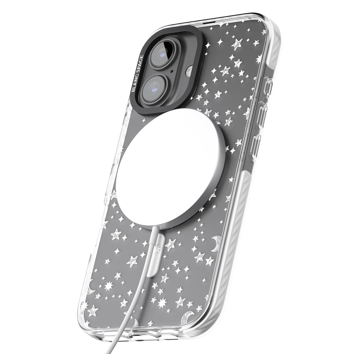 iPhone 16 Pro Max White Cosmic Galaxy Pattern Black Impact Phone Case