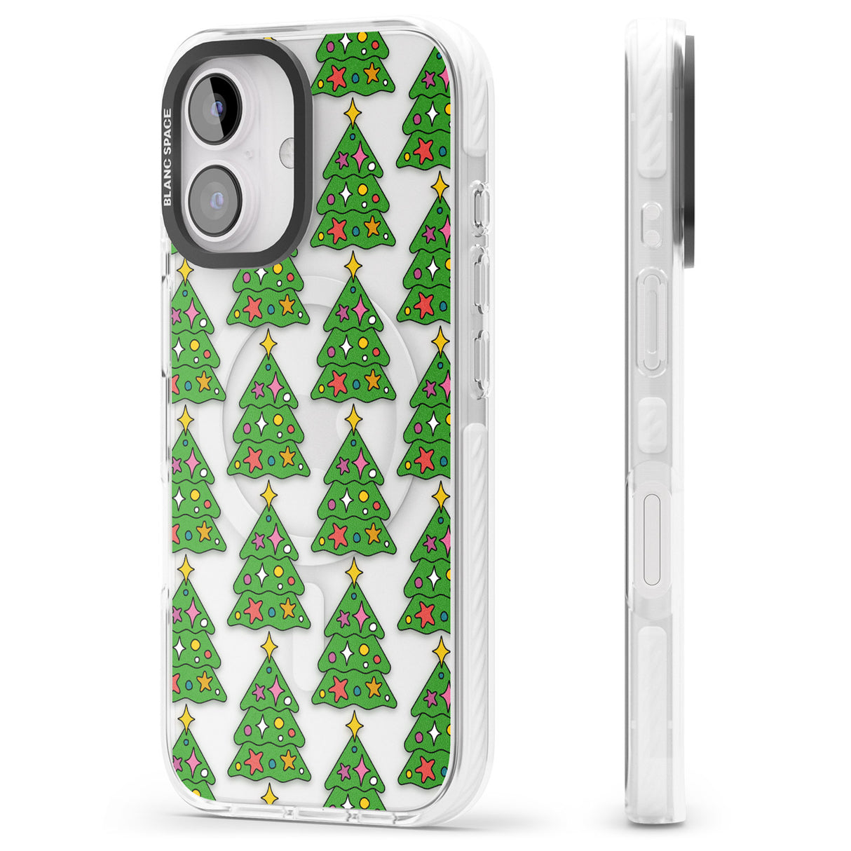 iPhone 16 Pro Max Christmas Tree Pattern (Clear) Black Impact Phone Case