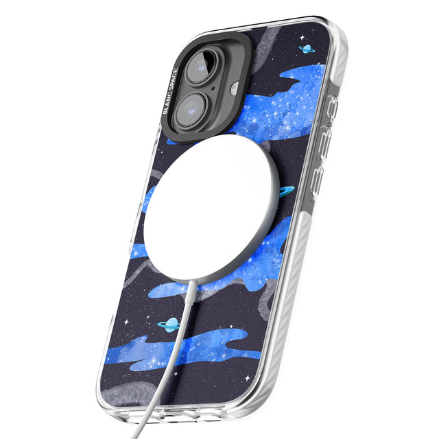 iPhone 16 Pro Max Blue Galaxy Black Impact Phone Case