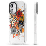 iPhone 16 Pro Max Sugar Skull Tiger Floral Black Impact Phone Case