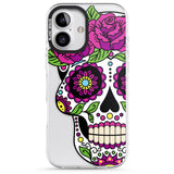 iPhone 16 Pro Max Purple Floral Sugar Skull Black Impact Phone Case