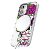 iPhone 16 Pro Max Purple Floral Sugar Skull Black Impact Phone Case