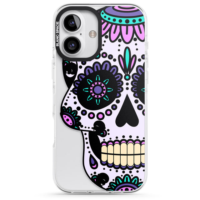 iPhone 16 Pro Max Violet Sugar Skull Black Impact Phone Case