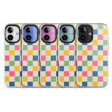 iPhone 16 Pro Max Pastel Multicolor Checkered Black Impact Phone Case + Magsafe