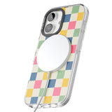 iPhone 16 Pro Max Pastel Multicolor Checkered Black Impact Phone Case + Magsafe