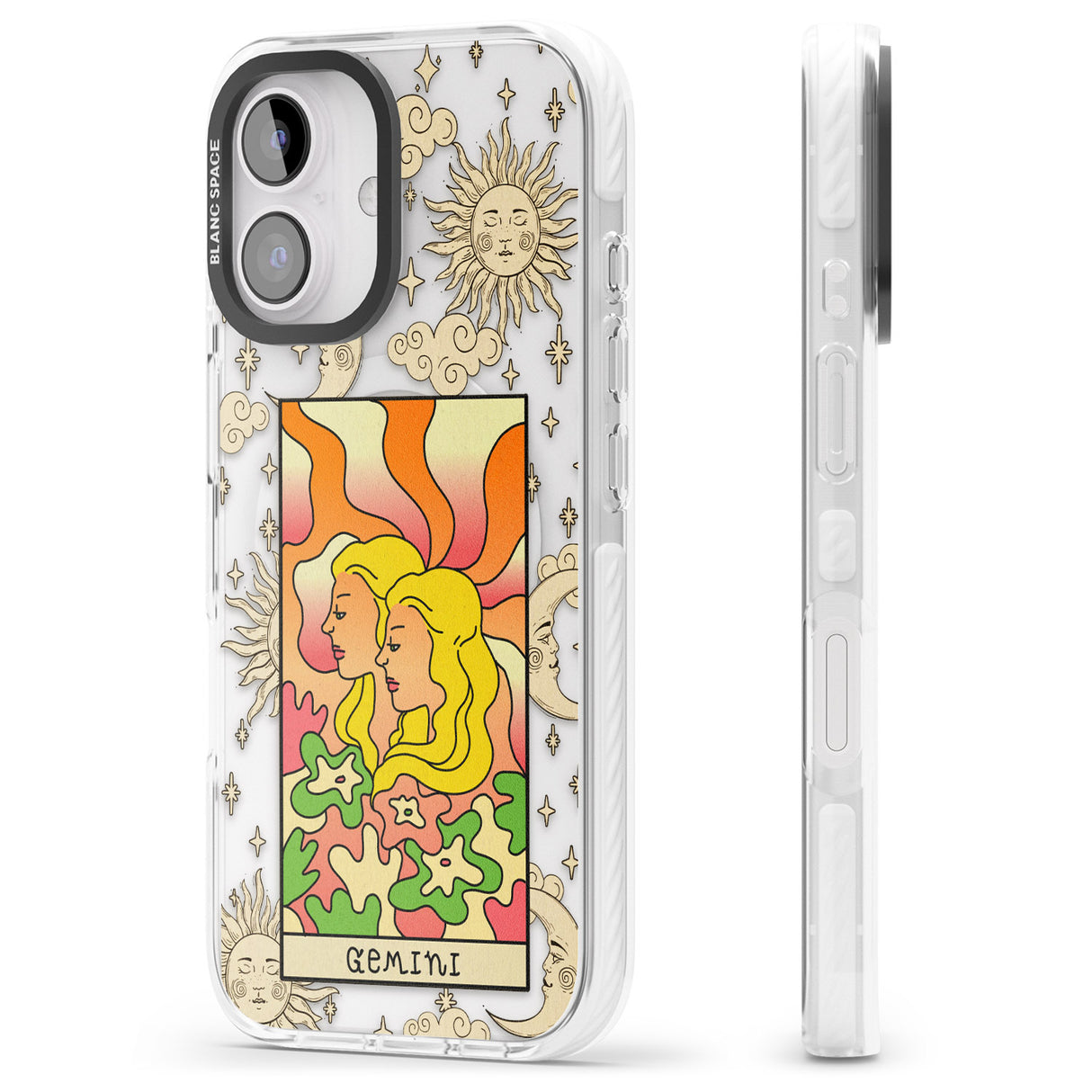 iPhone 16 Pro Max Celestial Zodiac - Gemini Black Impact Phone Case + Magsafe